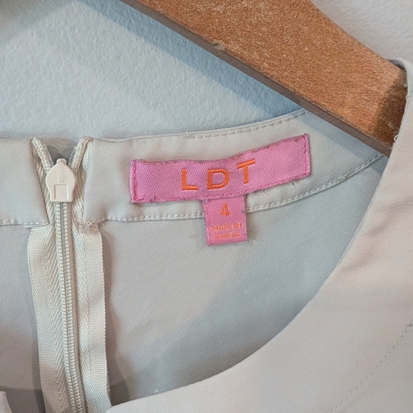 Ldt Cream Sheath Mini Dress with Puff Sleeves - Picture 4 of 11